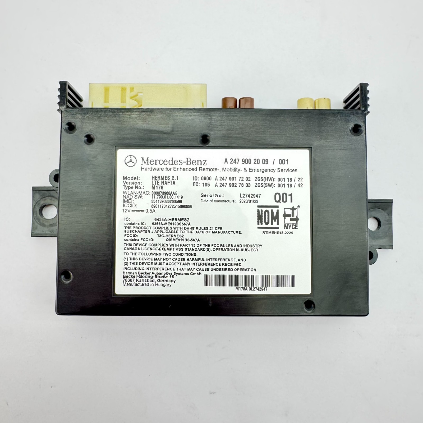 2020-2025 MERCEDES GLA H247 GLB TELEMATICS CONTROL MODULE UNIT A2479002009 OEM