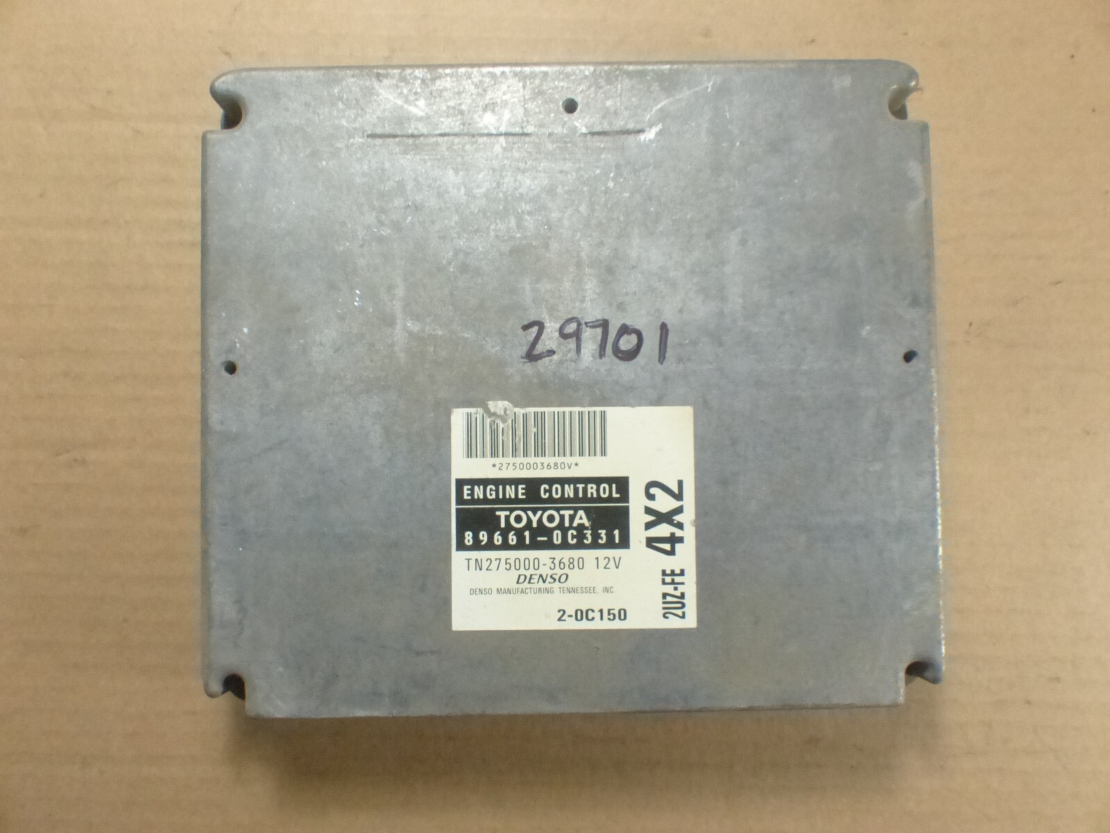 01-02 TOYOTA TUNDRA 8CYL 4X2 CALIF ECU ECM COMPUTER 89661-0C331