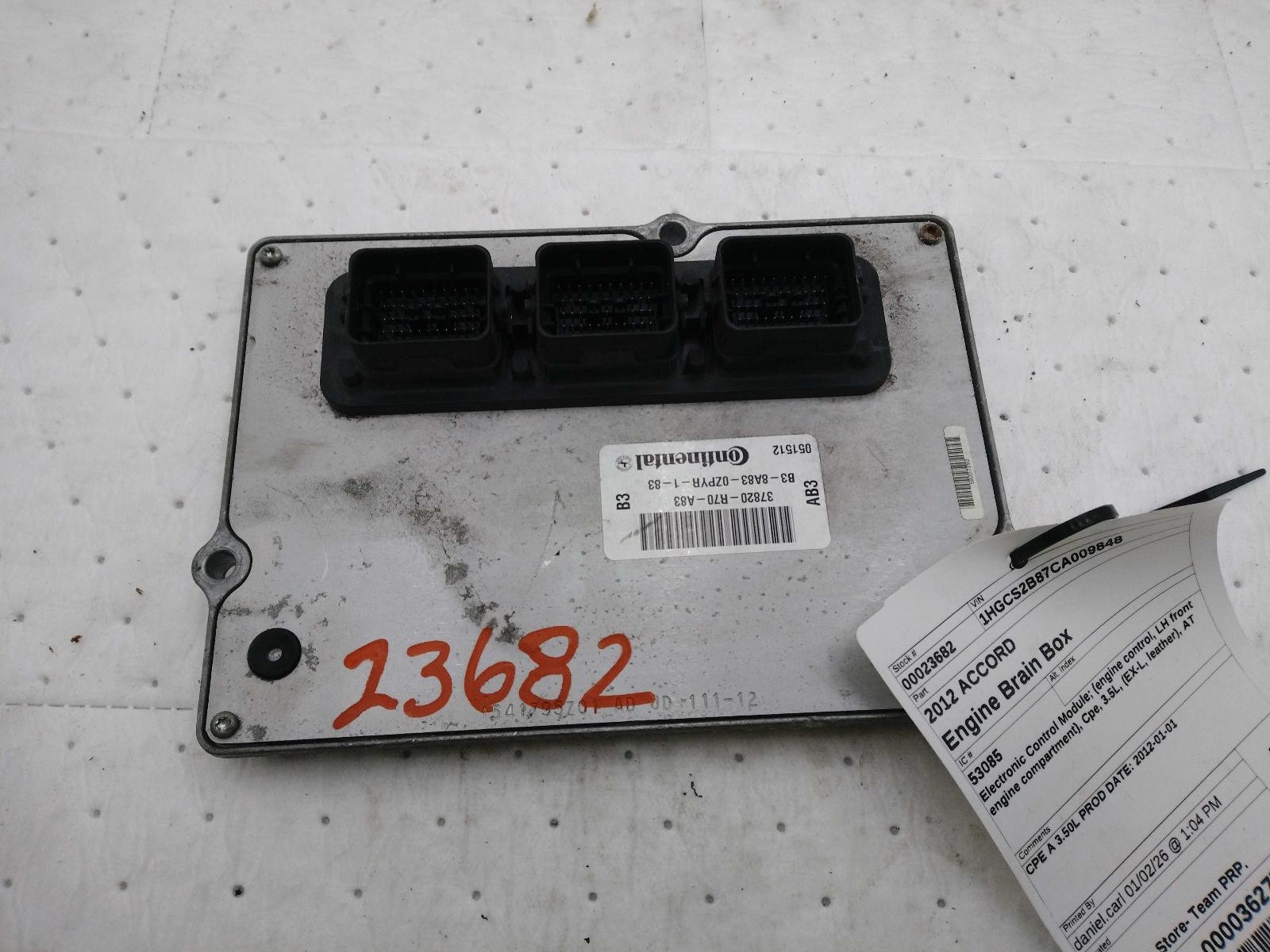 Used Engine Control Module (ECM) fits: 2012 Honda Accord Electronic Control Modu