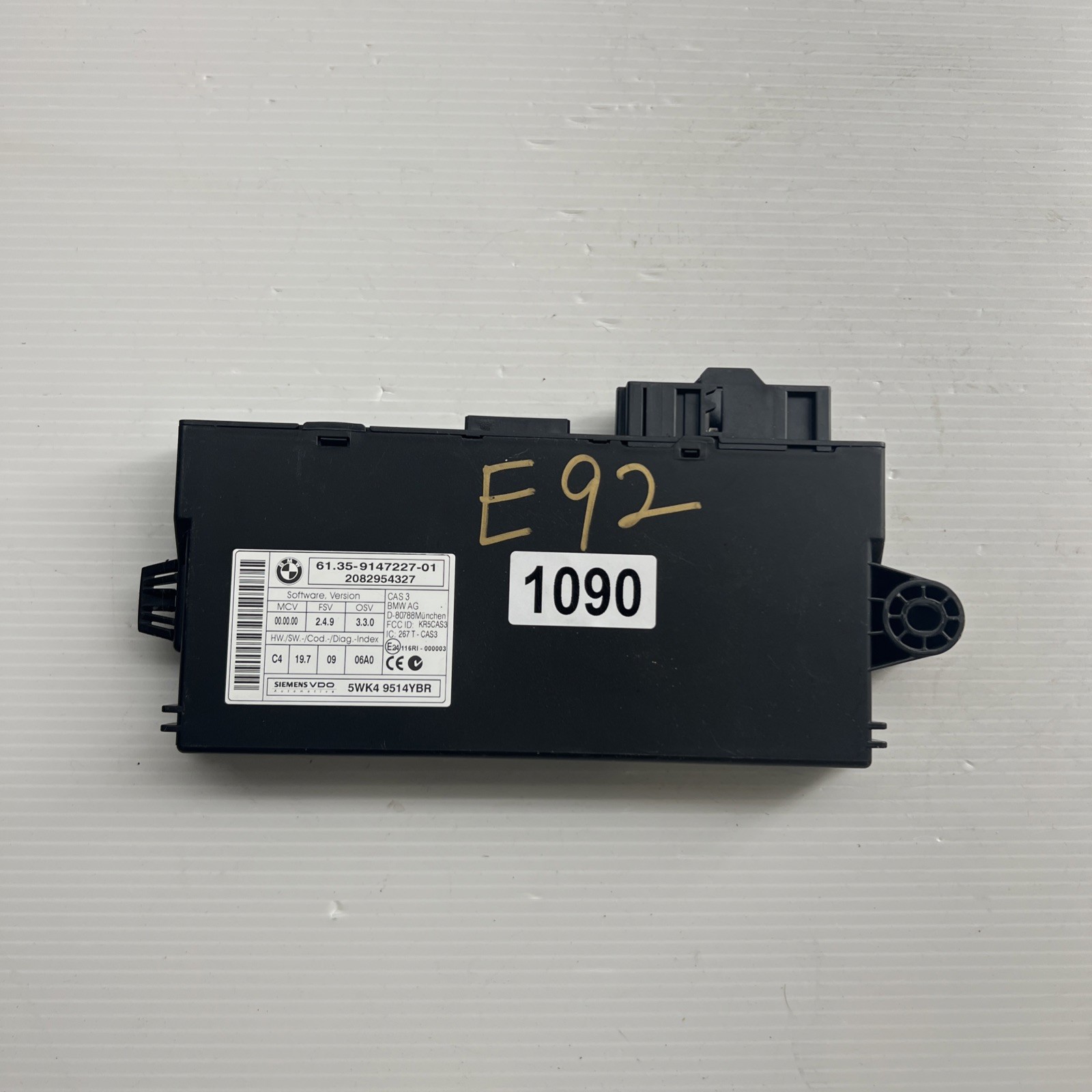 2008 – 2010 BMW E90 335I 328I CAS 3 BODY CONTROL MODULE OEM 9147227 61359147227