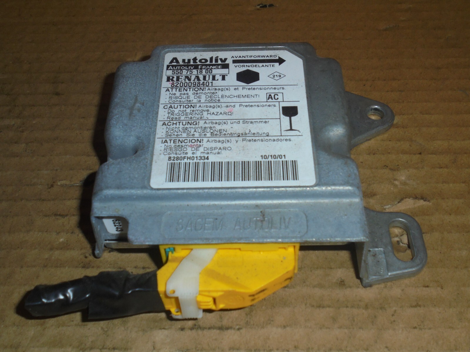 RENAULT KANGOO 2001 SRS ECU MODULE 550751800 / 8200098401 / AC