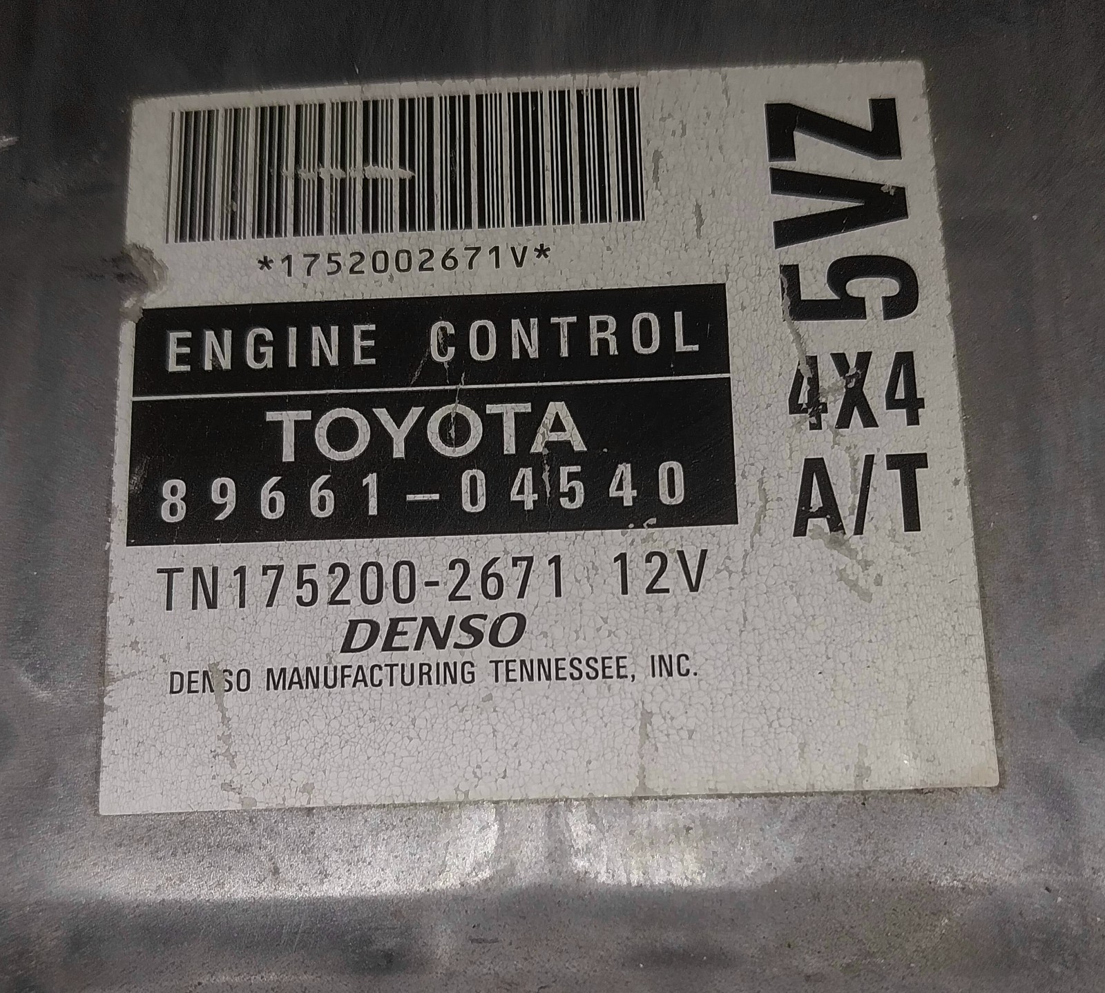 1998 TOYOTA TACOMA ENGINE COMPUTER ECU 89661-04540 4×4 6CYL Denso Tn175200-2671