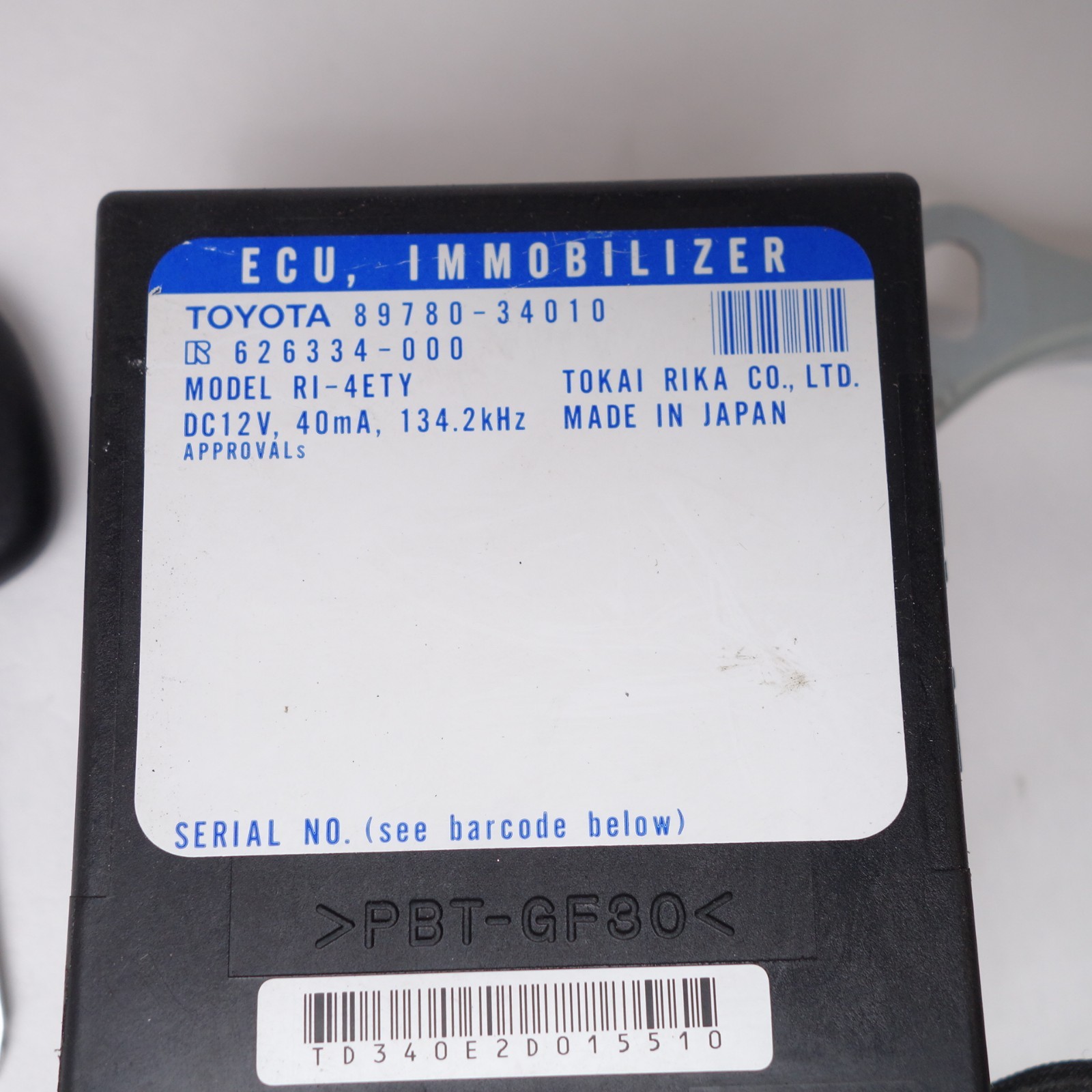 PROGRAMMED PLUG & PLAY IMMOBILIZER + 2 KEYS SEQUOIA TOYOTA 2001-2007 89780-34010