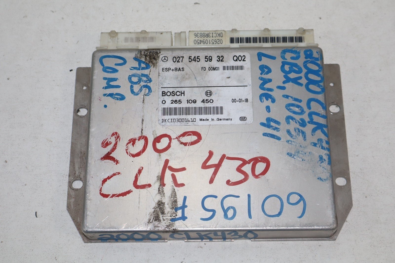 1999-2003 Mercedes-Benz CLK430 ABS ESP+BAS Control Module 0275455932 OEM