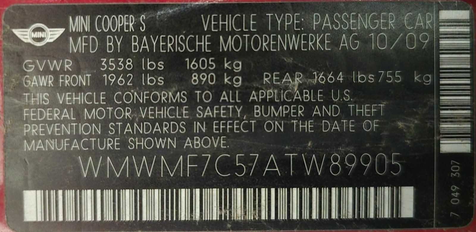 Engine ECM Electronic Control Module 1.6L HT Fits 07-10 MINI COOPER 1568628