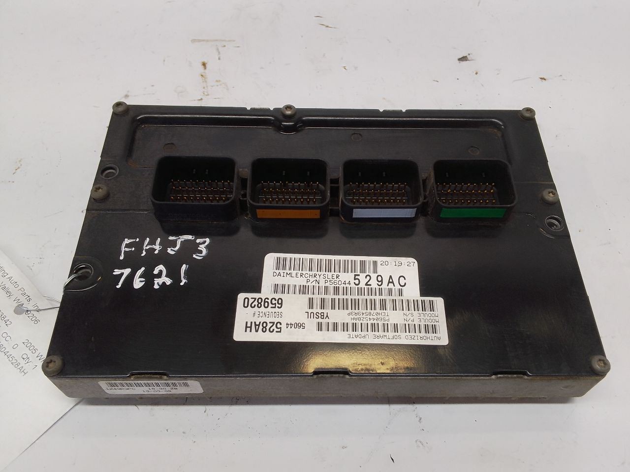 56044529AC ECM Engine Control Module from 2005 Jeep Wrangler 4.0L AT 12887957