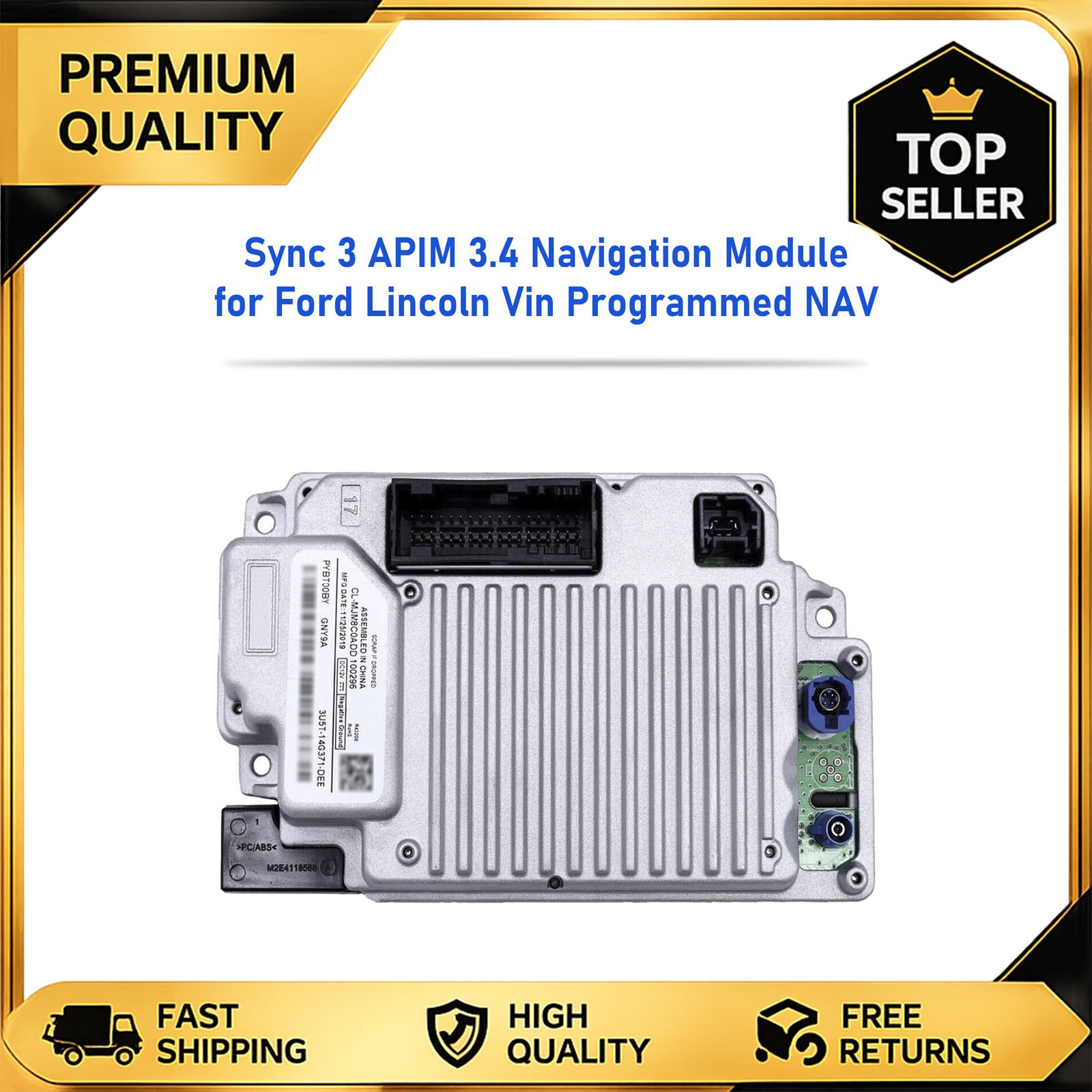 OEM Sync 3 APIM 3.4 Navigation Module for Ford Lincoln Vin Programmed NAV Brand