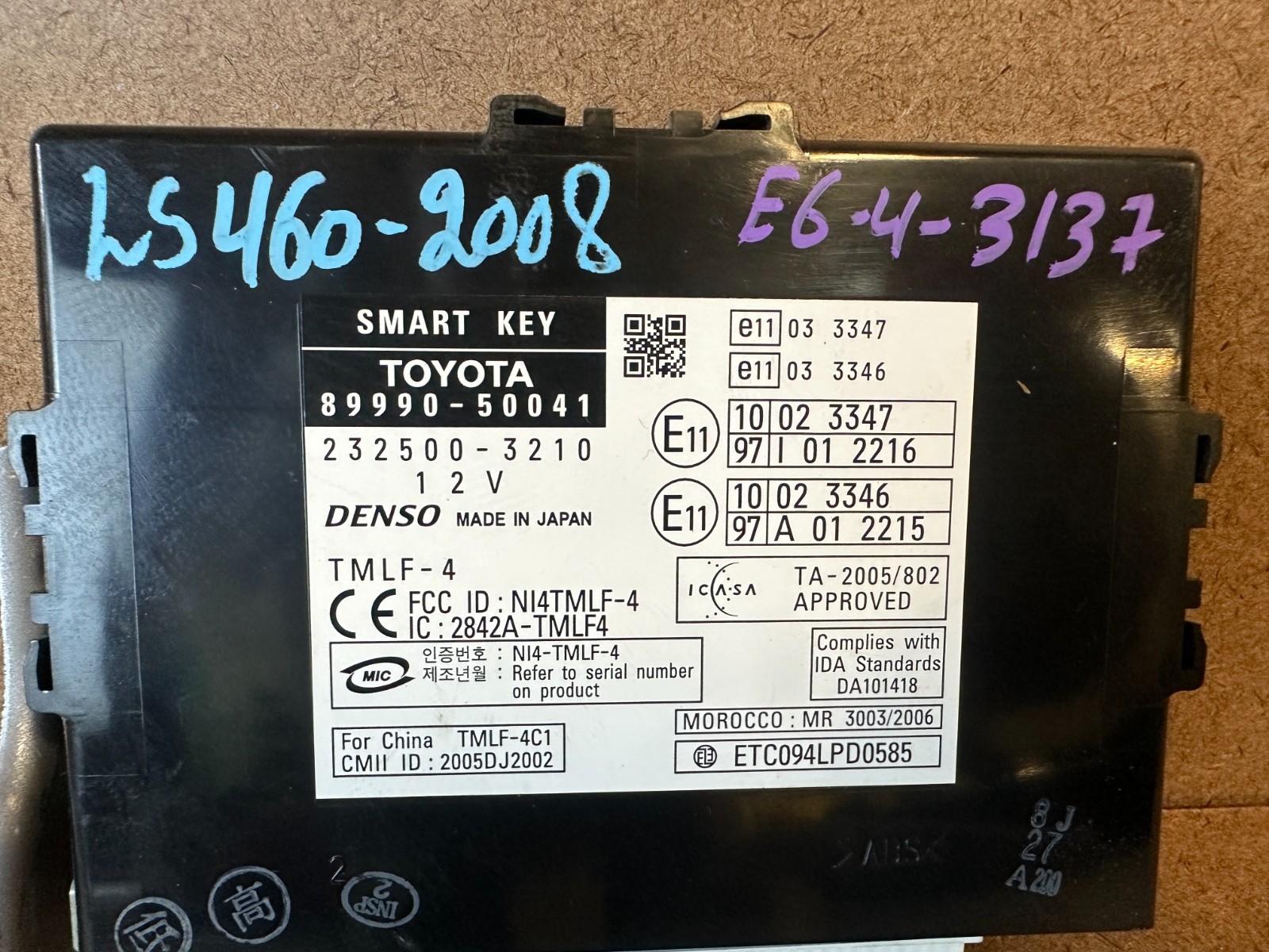 2007-2009 Lexus LS460 Smart Key Keyless Entry Control Module OEM 89990-50041
