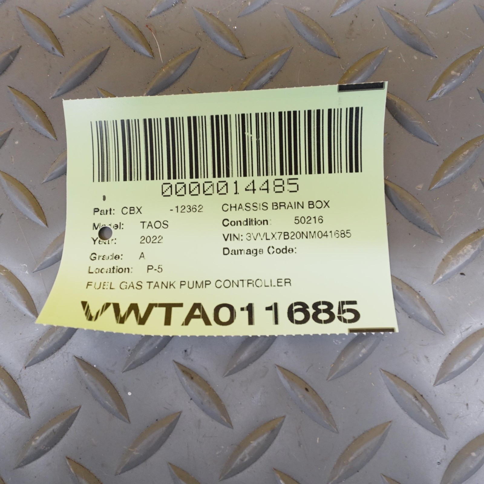 2022-2025 VOLKSWAGEN TAOS FUEL GAS TANK PUMP CONTROLLER MODULE UNIT 5Q0906093B