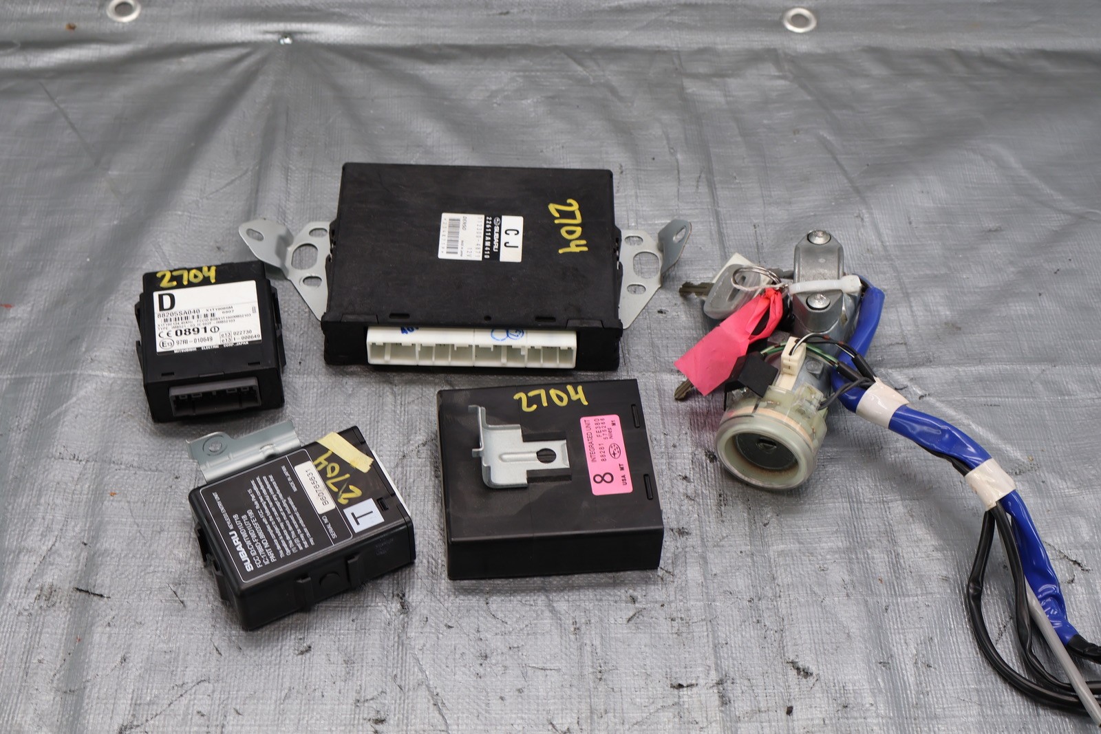 2007 SUBARU WRX STI EJ257 GD7 OEM ENGINE ECU COMPUTER IMMOBILIZER KEY KIT #2704