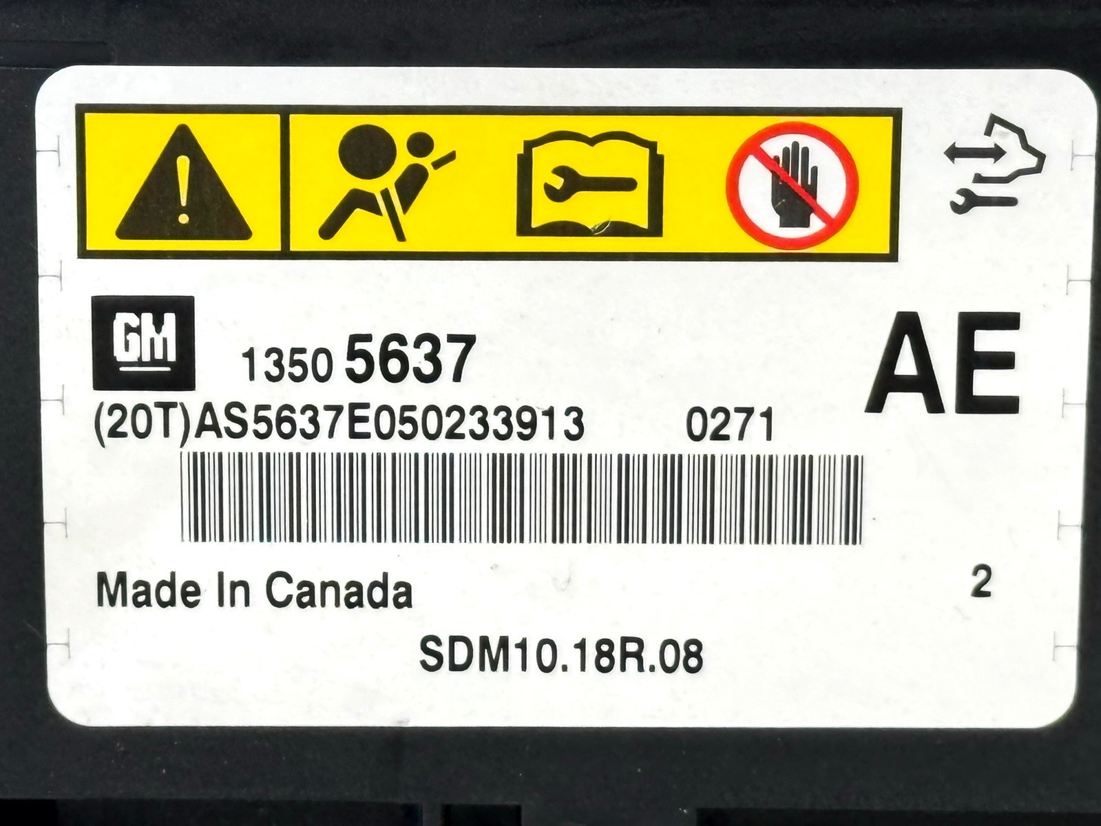 11-16 CHEVROLET CRUZE SRS CONTROL MODULE UNIT OEM