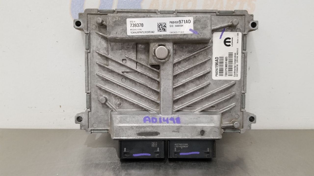 20 JEEP WRANGLER JL JLU ECM ENGINE CONTROL MODULE 2.0 LEFT HAND DRIVE 68292196AD