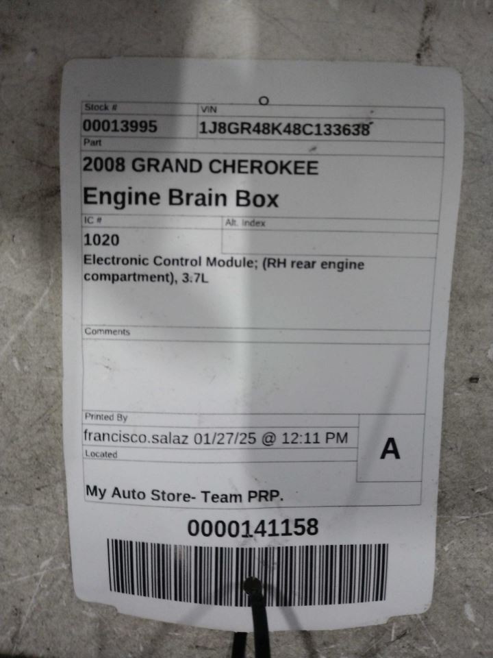 Engine ECM Electronic Control Module 3.7L Fits 08 COMMANDER 382917