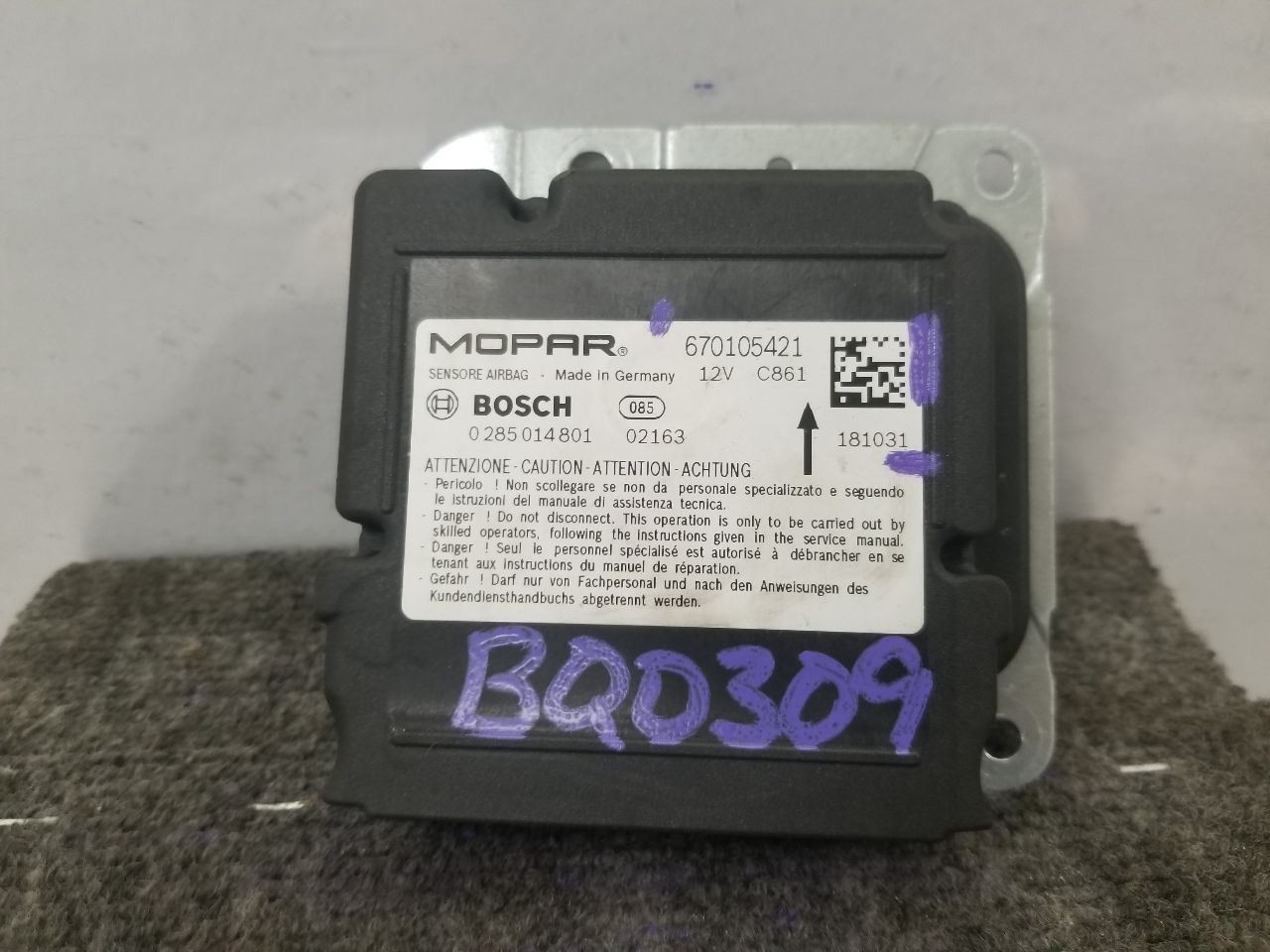 19 MASERATI LEVANTE S GRANSPORT SRS RESTRAINT CONTROL MODULE 670105421