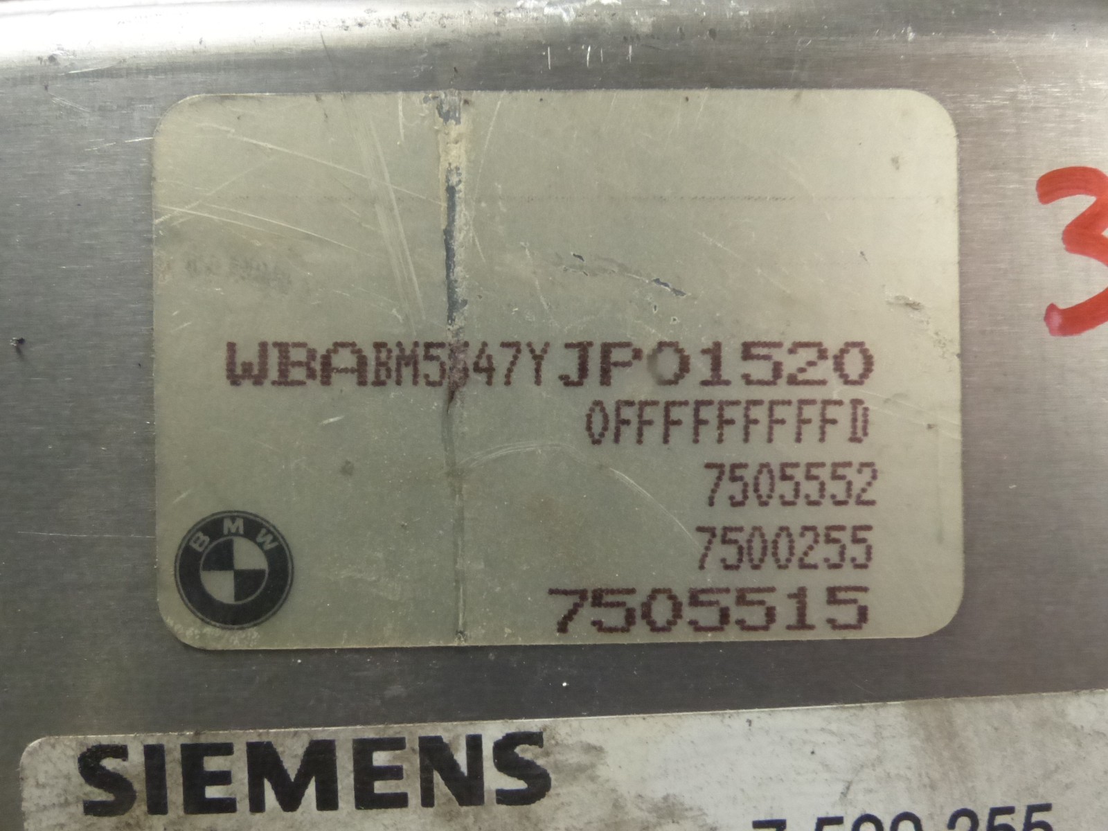 99-00 BMW 328i ECU ECM COMPUTER NUMBER 7505515