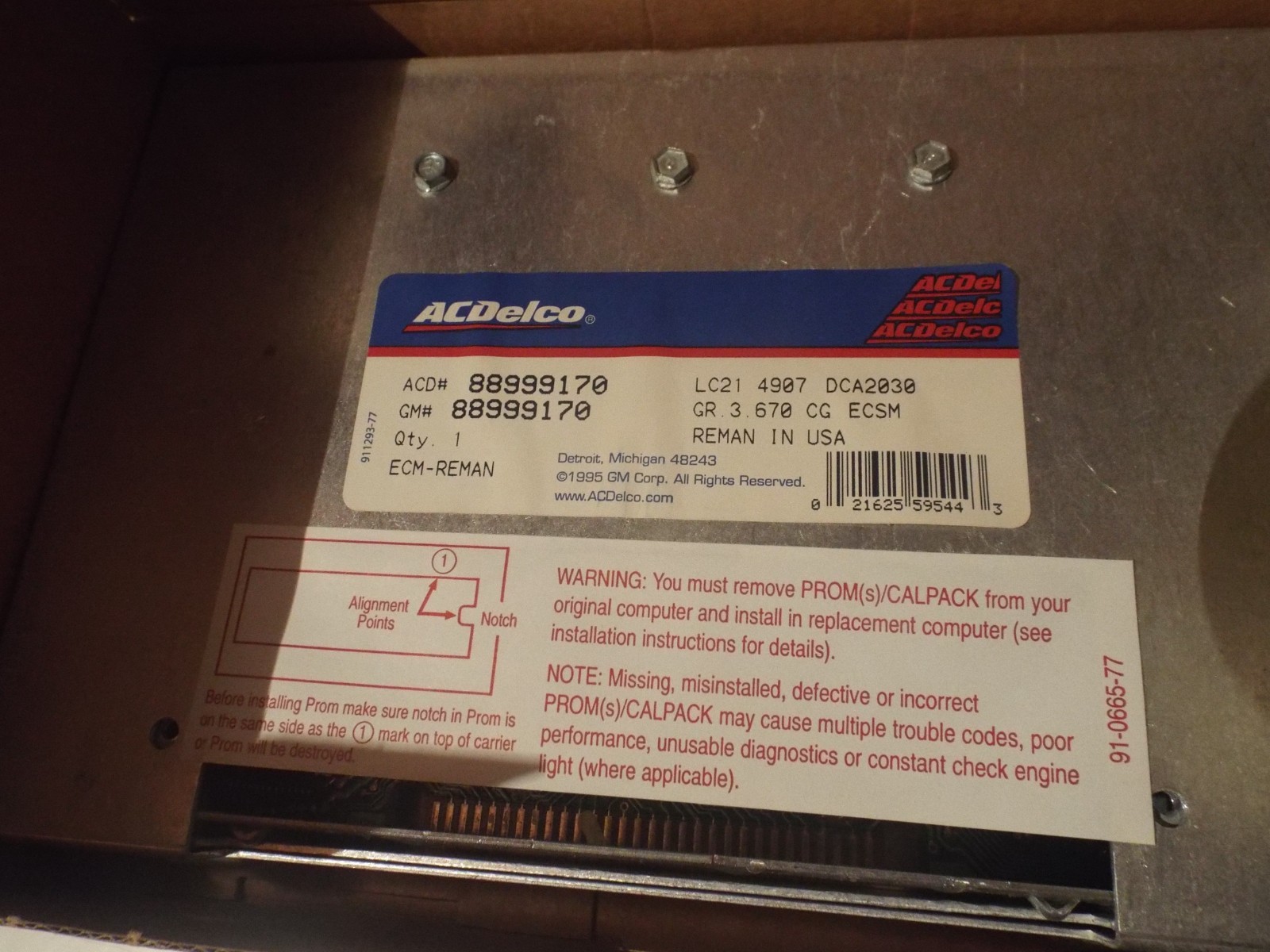 ACDelco GM 88999170 Original Equipment ECM- REMAN. FOR GM 4 & 6 CYL. 1987-1992