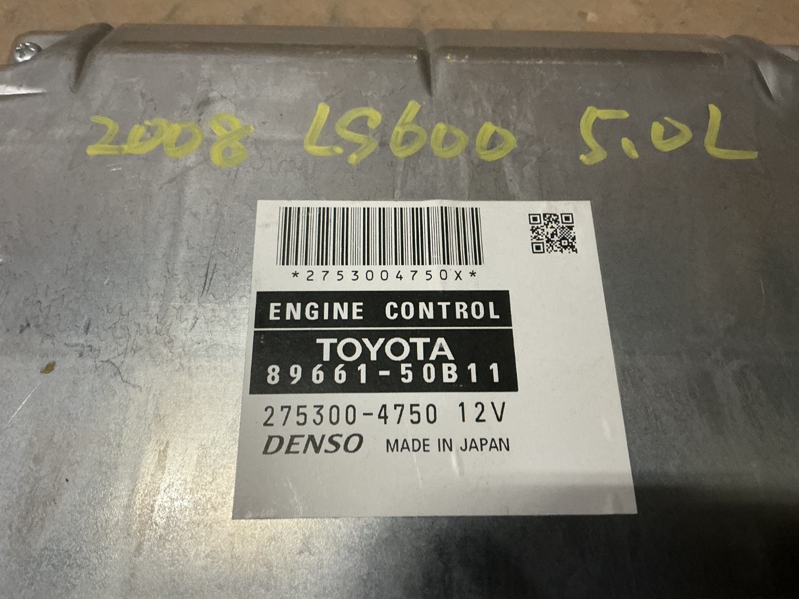 2008 LEXUS LS600H 5.0L ENGINE COMPUTER CONTROL MODULE ECU ECM OEM 89661-50B11