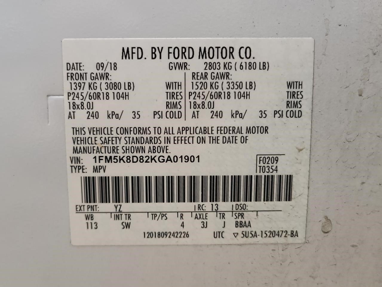 Engine ECM Electronic Control Module 3.7L Fits 17-20 LINCOLN CONTINENTAL 2309879