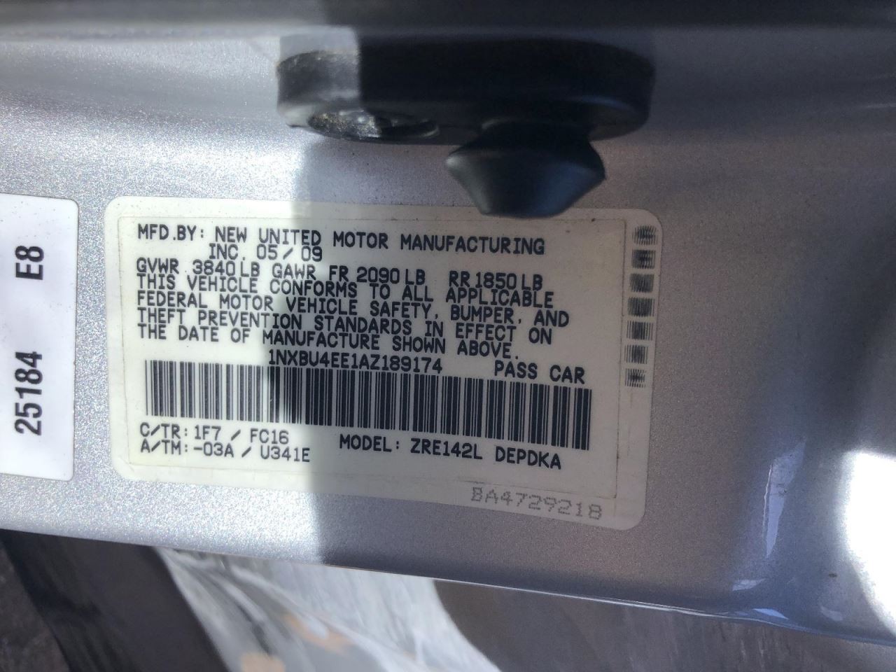 2010 TOYOTA COROLLA Engine ECM Electronic Control Module 916035