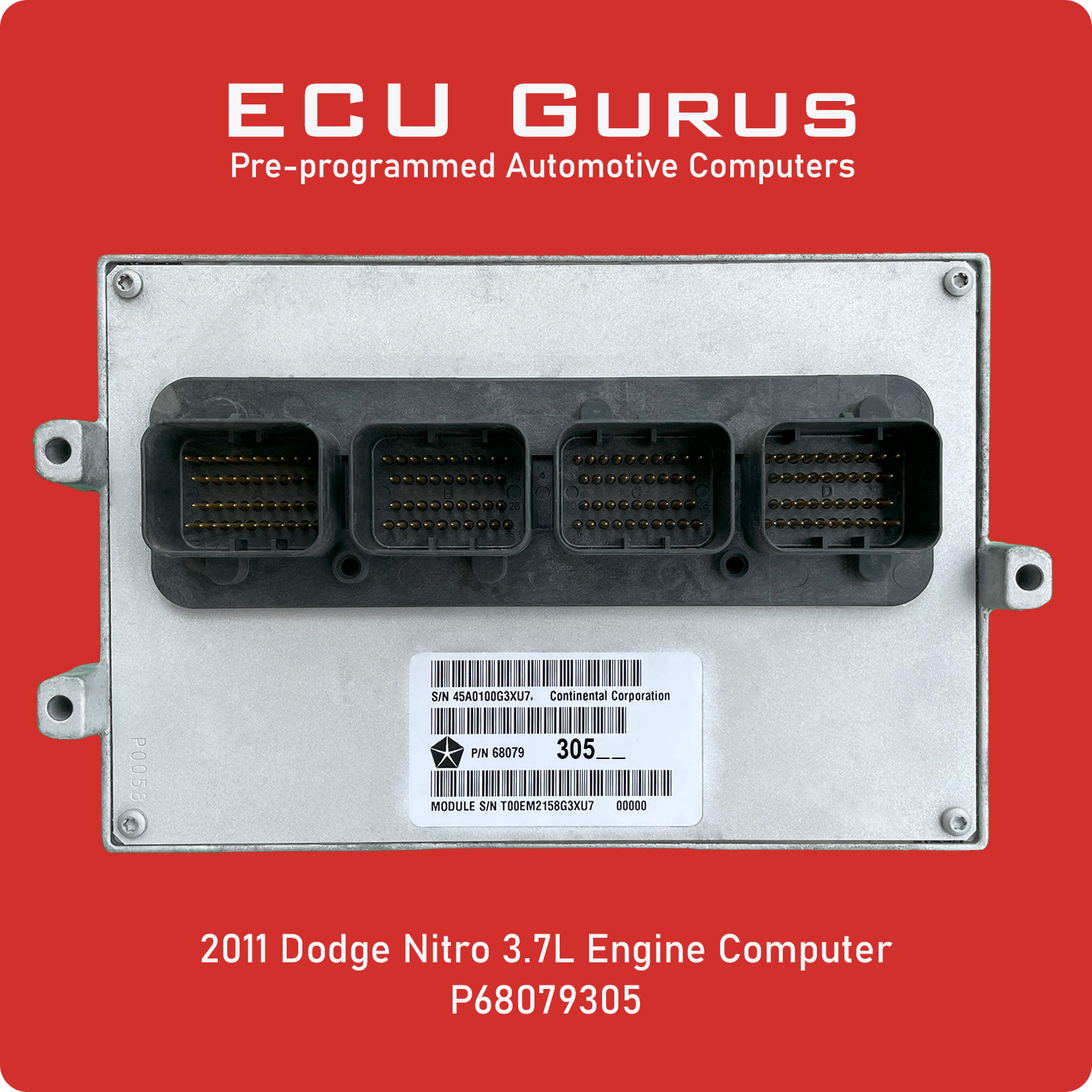 2011 Dodge Nitro 3.7L Engine Computer P68079305 “VIN Programmed” ECM PCM ECU