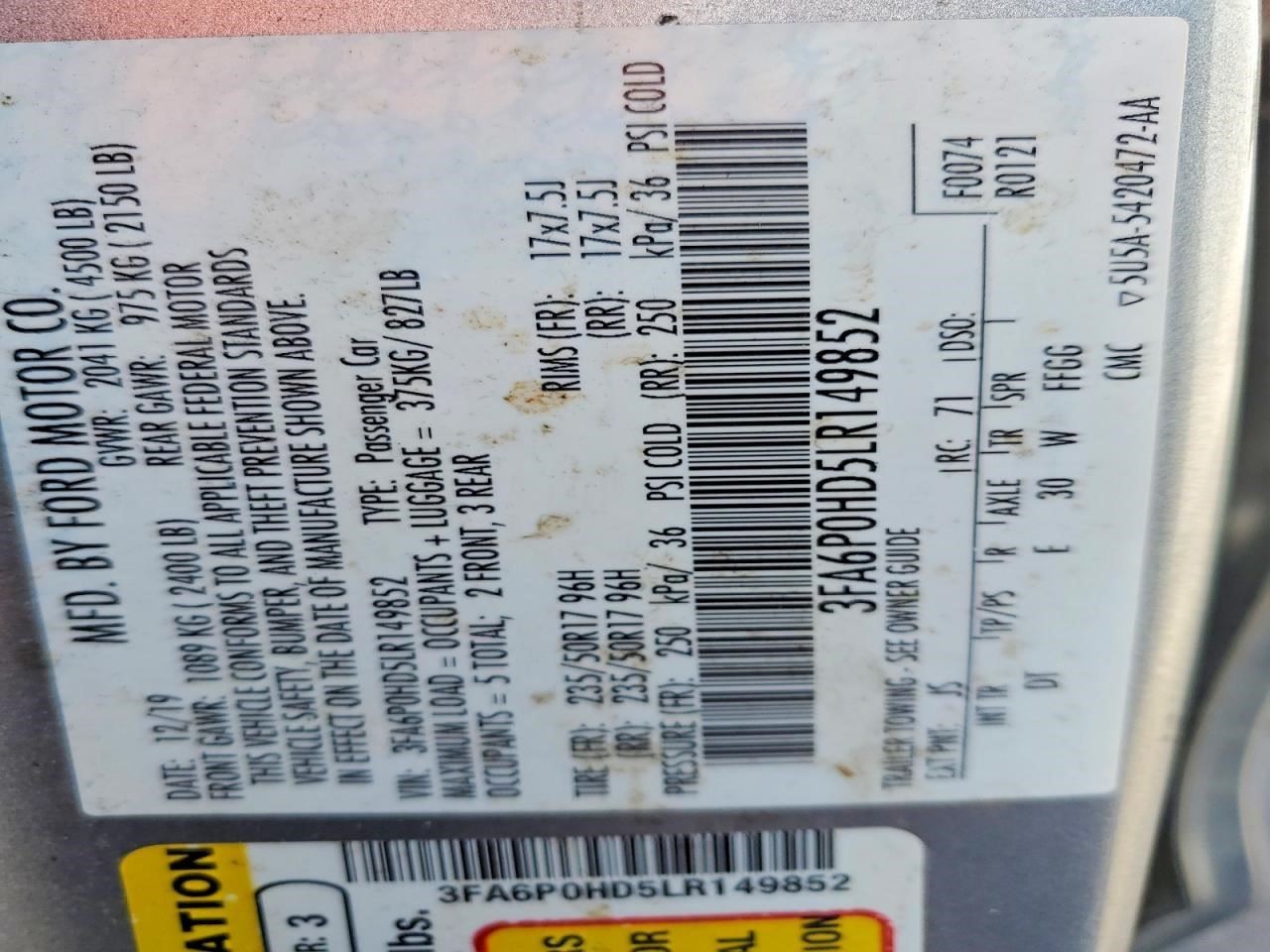 Engine ECM Electronic Control Module 1.5L Fits 20 FUSION 32453058