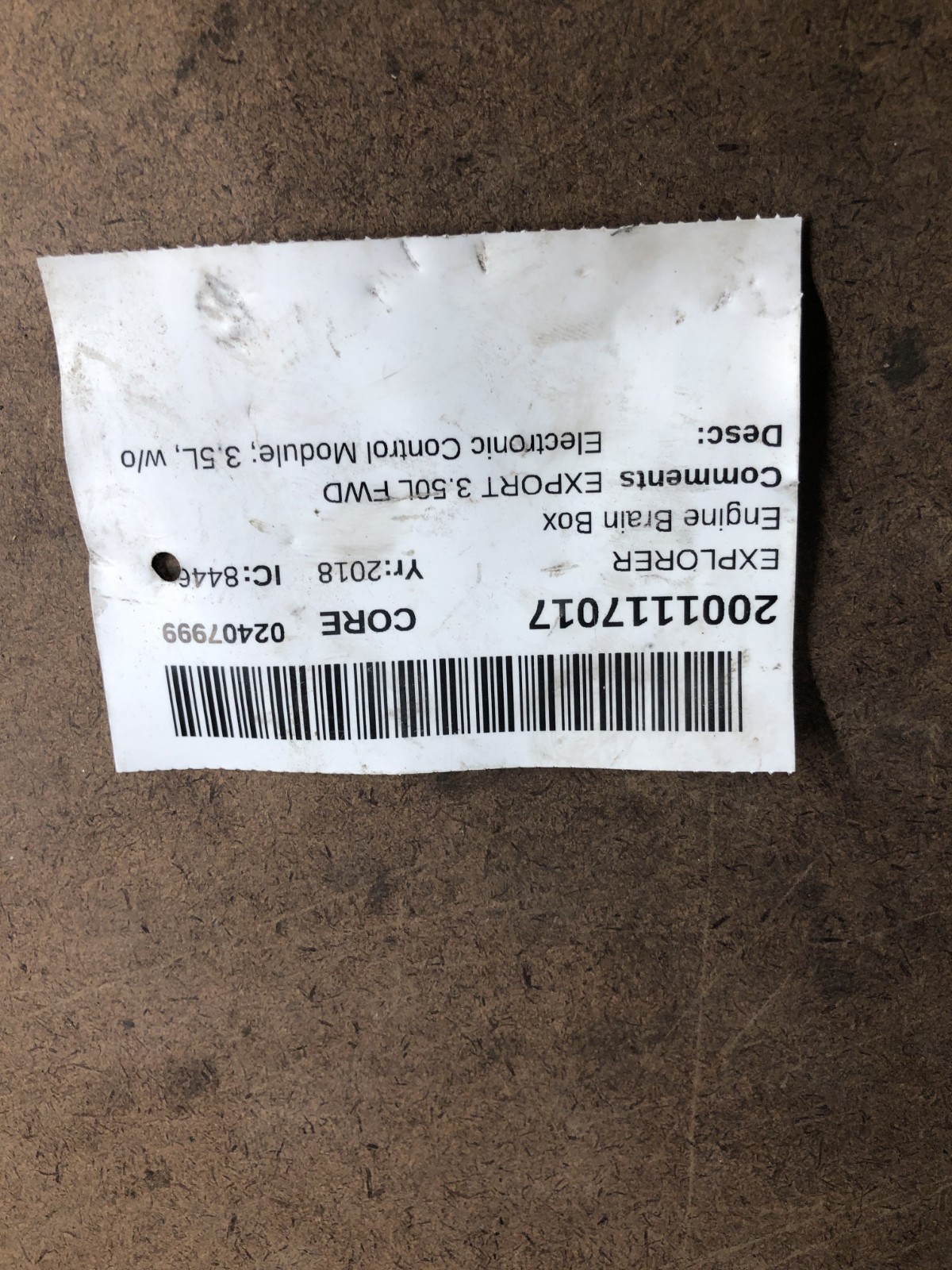 2016-2019 Ford Explorer Engine Control Module Computer ECM ECU GB5A-12A650-BZA