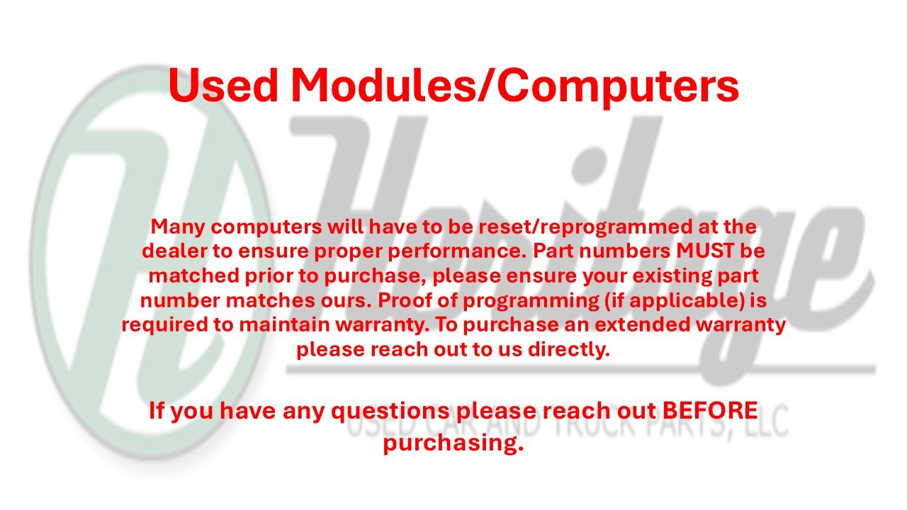 Used Body Control Module fits: 2011 Nissan Versa Body Control BCM RH dash Grade