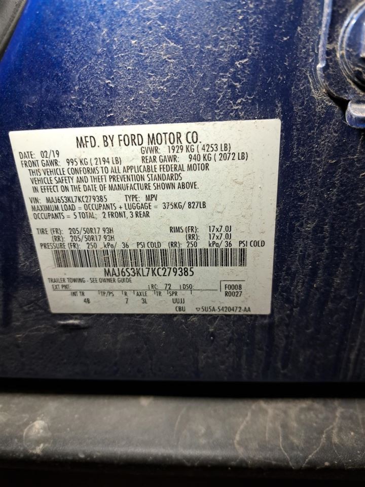 2019 Ecosport Engine Computer/Module Ecu/Ecm/Pcm Sku#4421054