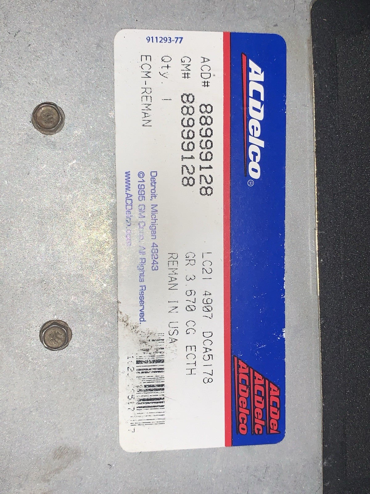1985 Corvette Engine Computer Module ECM PCM ECU 8899128 Auto Trans PROM Pigtail