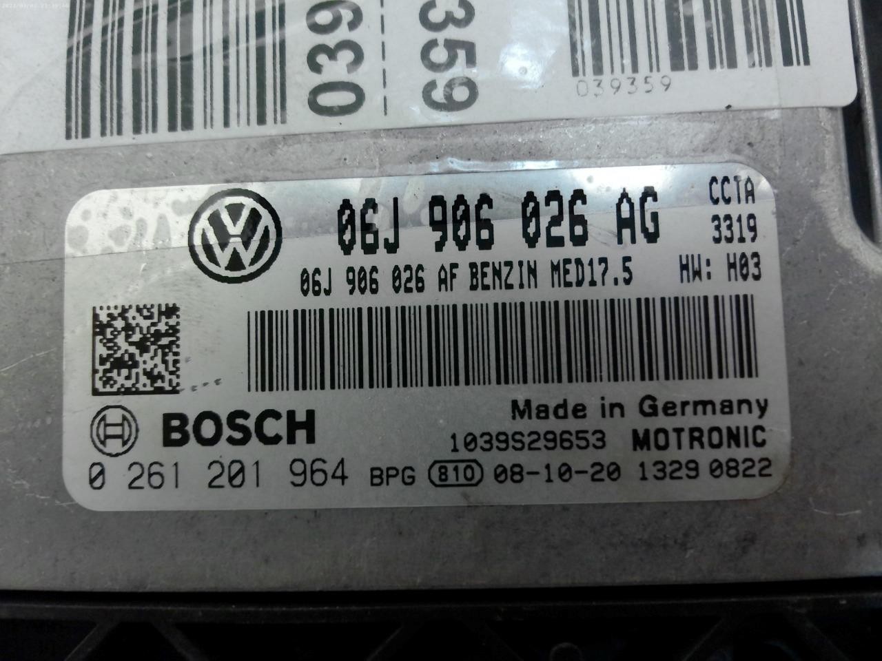 ENGINE COMPUTER VOLKSWAGEN PASSAT 2008 06J906026AG 0261201964 2.0L ECM OEM