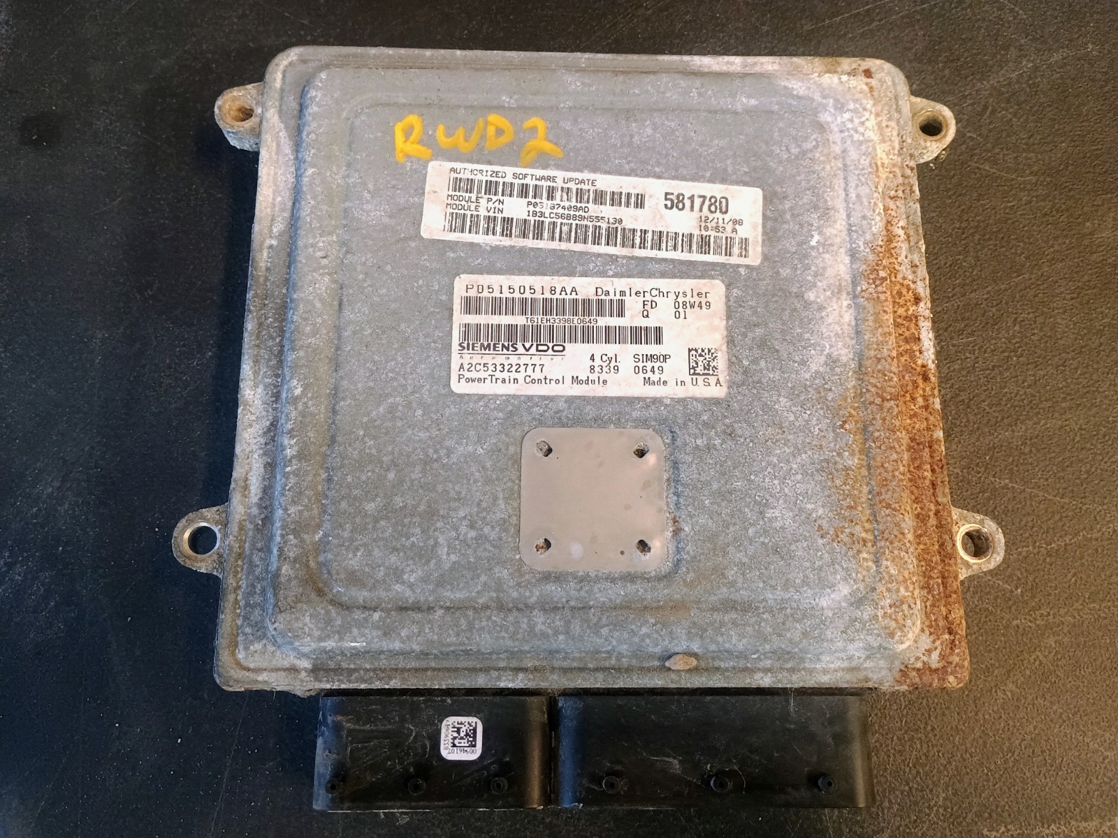 2008-2010 DODGE AVENGER SEBRING 2.4L ENGINE COMPUTER P05150518AA ECU MODULE UNIT