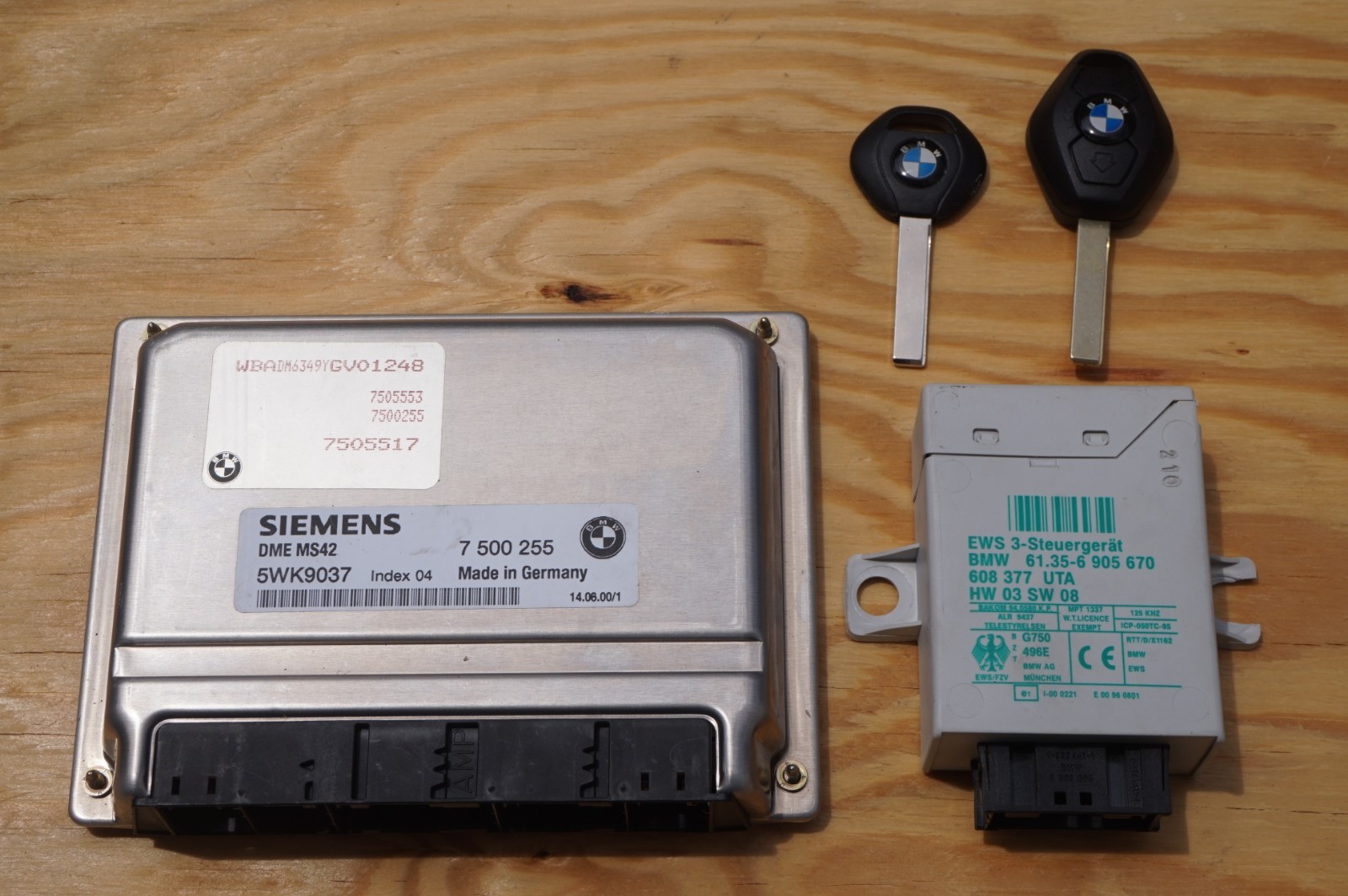 2000 BMW 2.8L E39 E46 ECU KIT 7500255 MS42 TWO NEW KEY Keep OEM Lock + DME + EWS