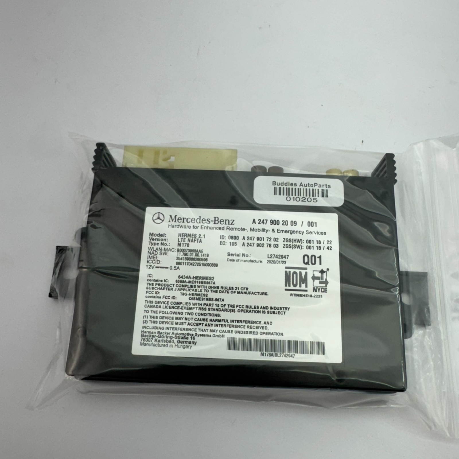 2020-2025 MERCEDES GLA H247 GLB TELEMATICS CONTROL MODULE UNIT A2479002009 OEM