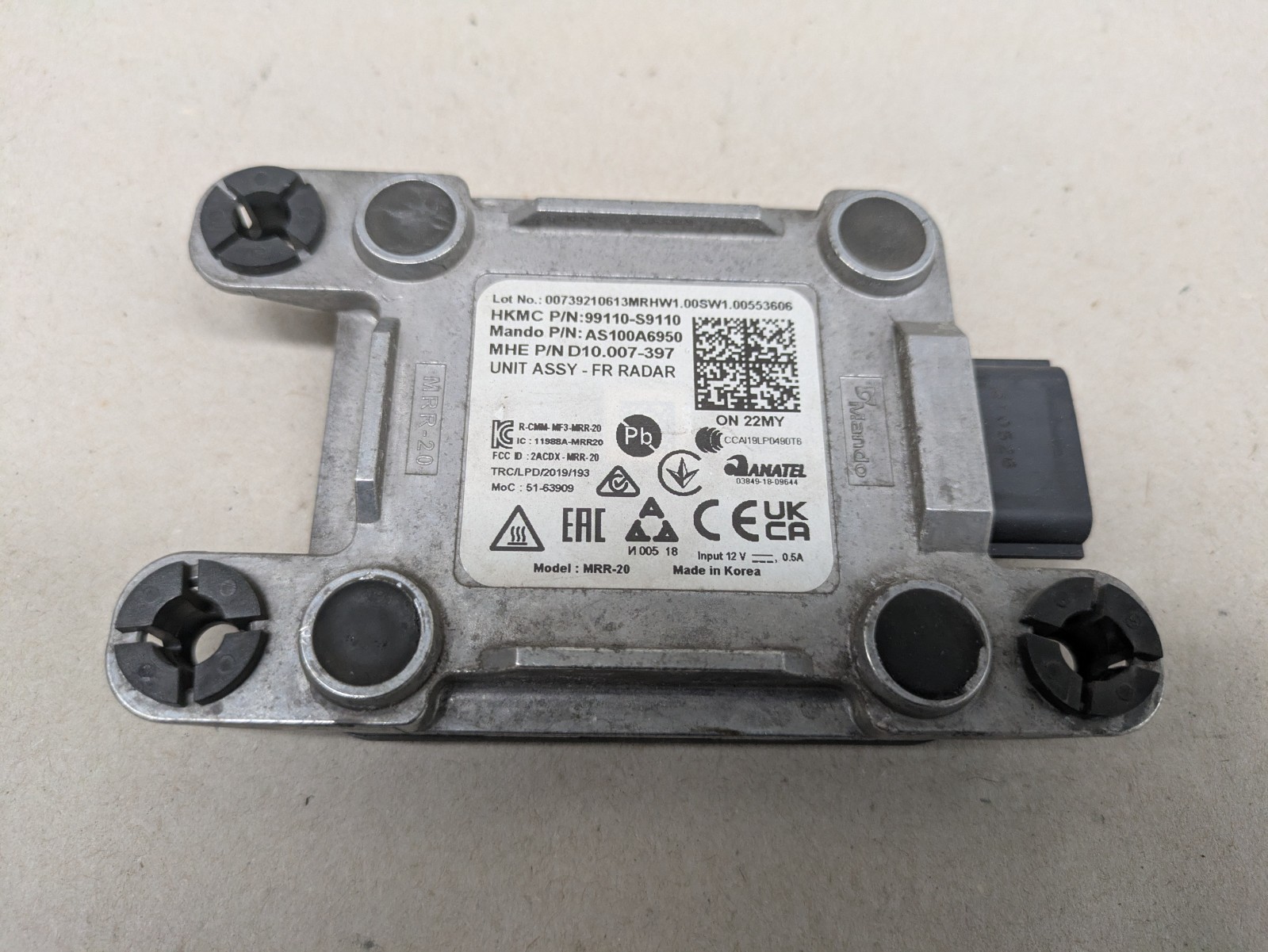 Kia Telluride Adaptive Cruise Distance Sensor Radar 2020 – 2022 99110-S9110