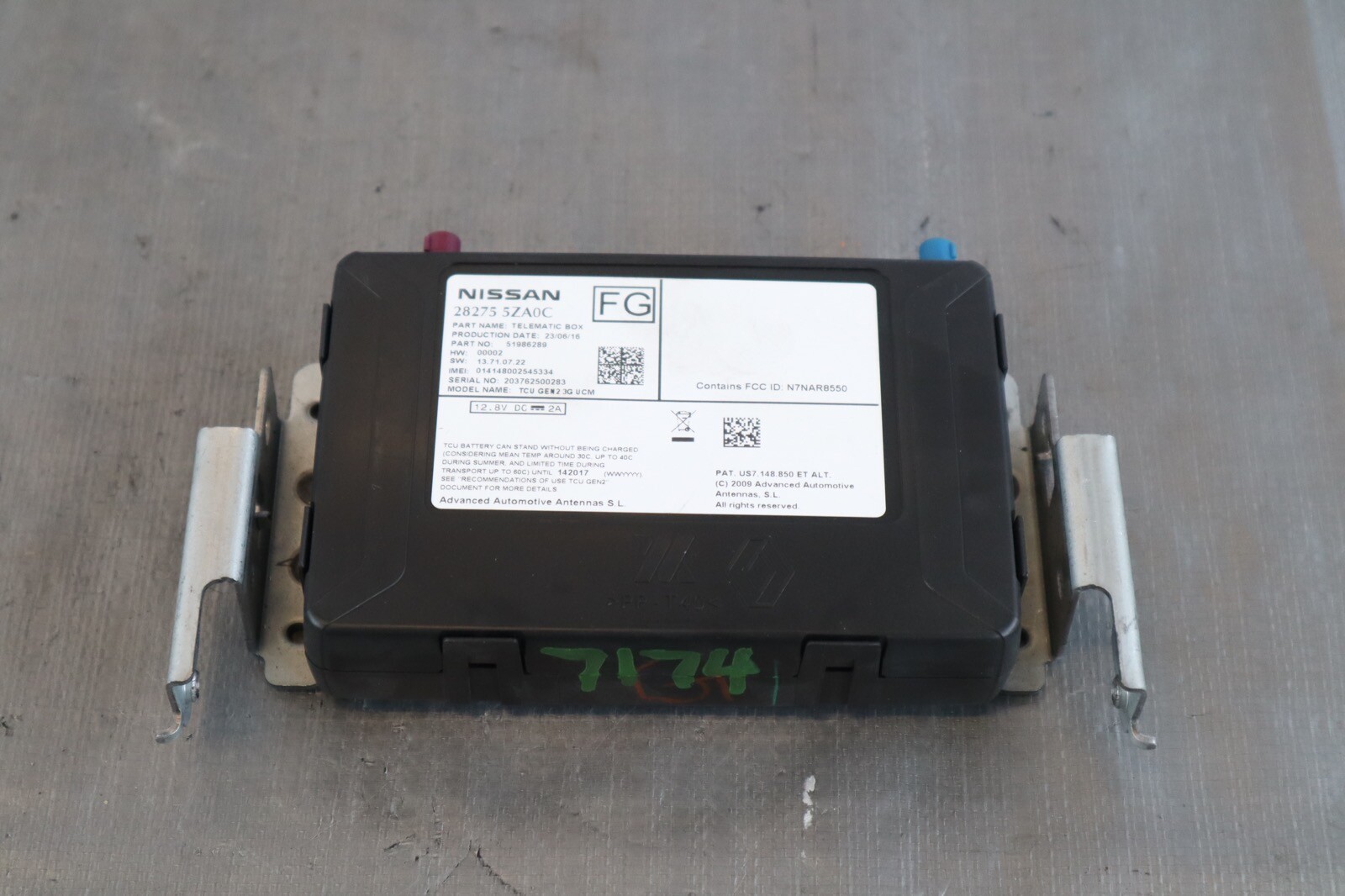 2017 INFINITI Q60 COUPE PREMIUM 3.0L OEM TELEMATIC CONTROL MODULE BOX #7174
