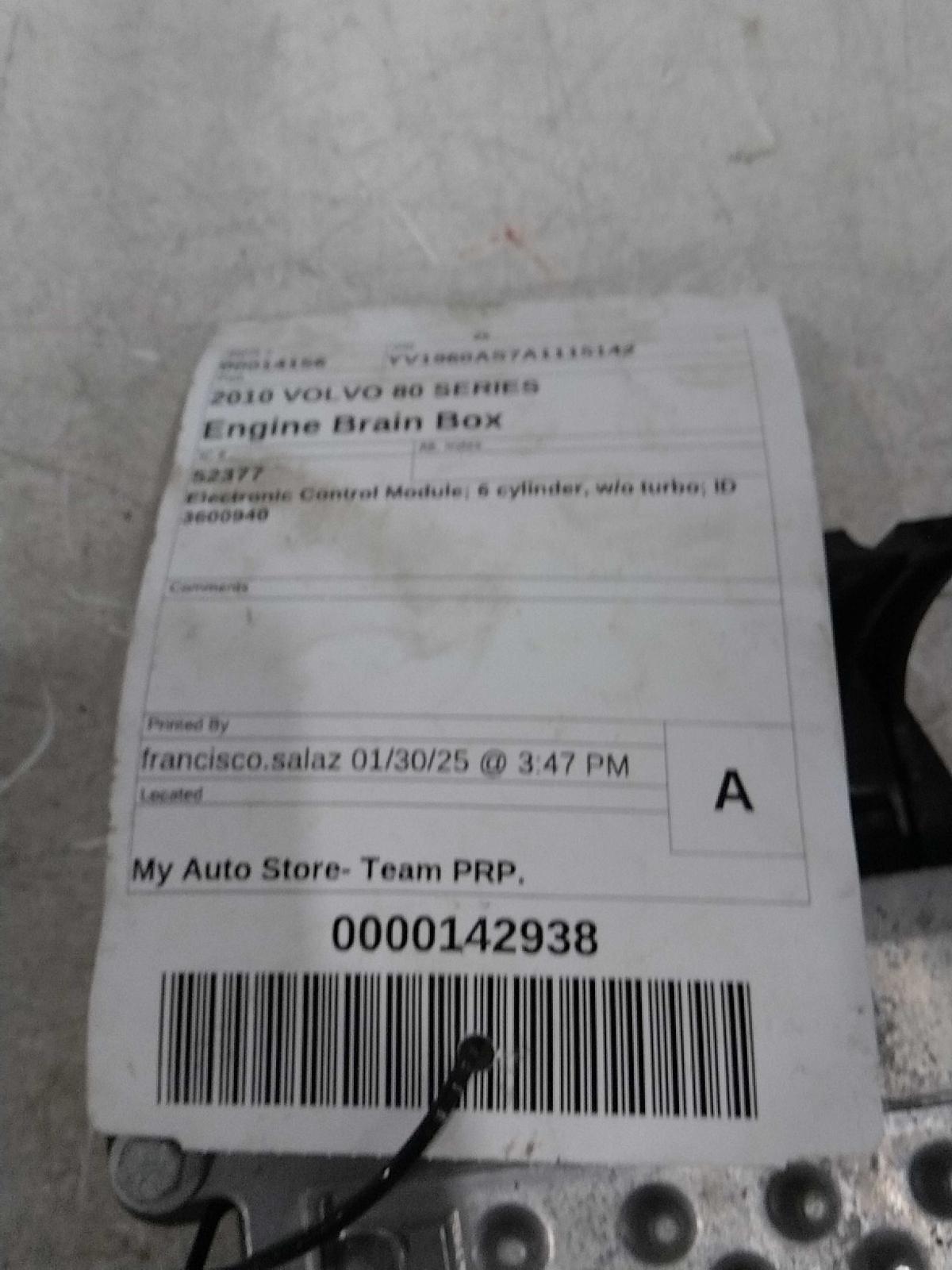 Used Engine Control Module (ECM) fits: 2010 Volvo 80 SERIES Electronic Control M