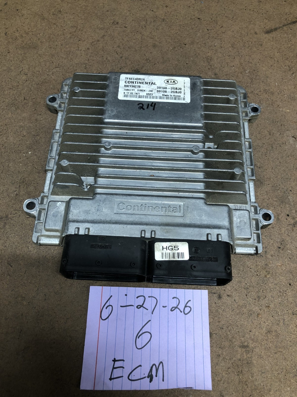14 15 Kia Optima Engine Computer Control Module Ecm Ecu 39138-2gbj0