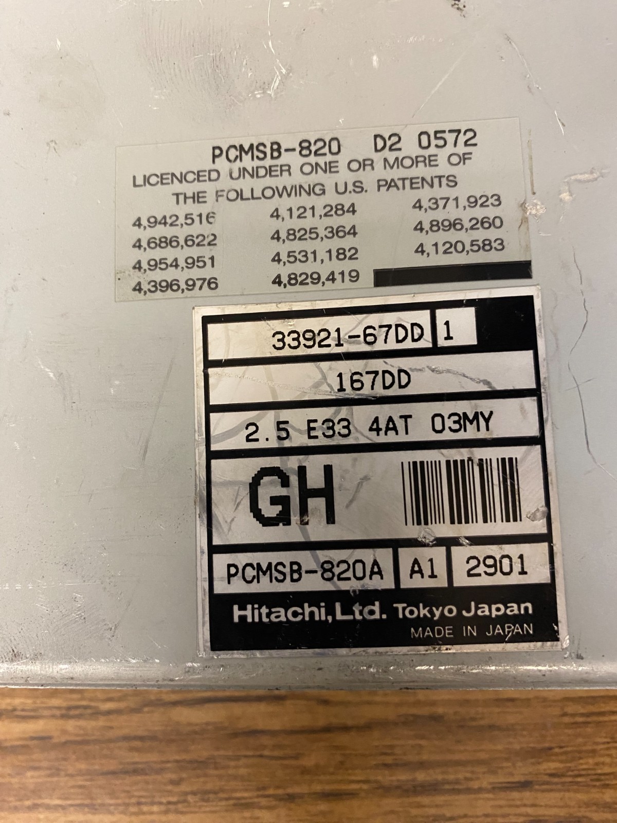 2003 Tracker Vitara 2.5L Engine Control Module 33921-67DD OEM