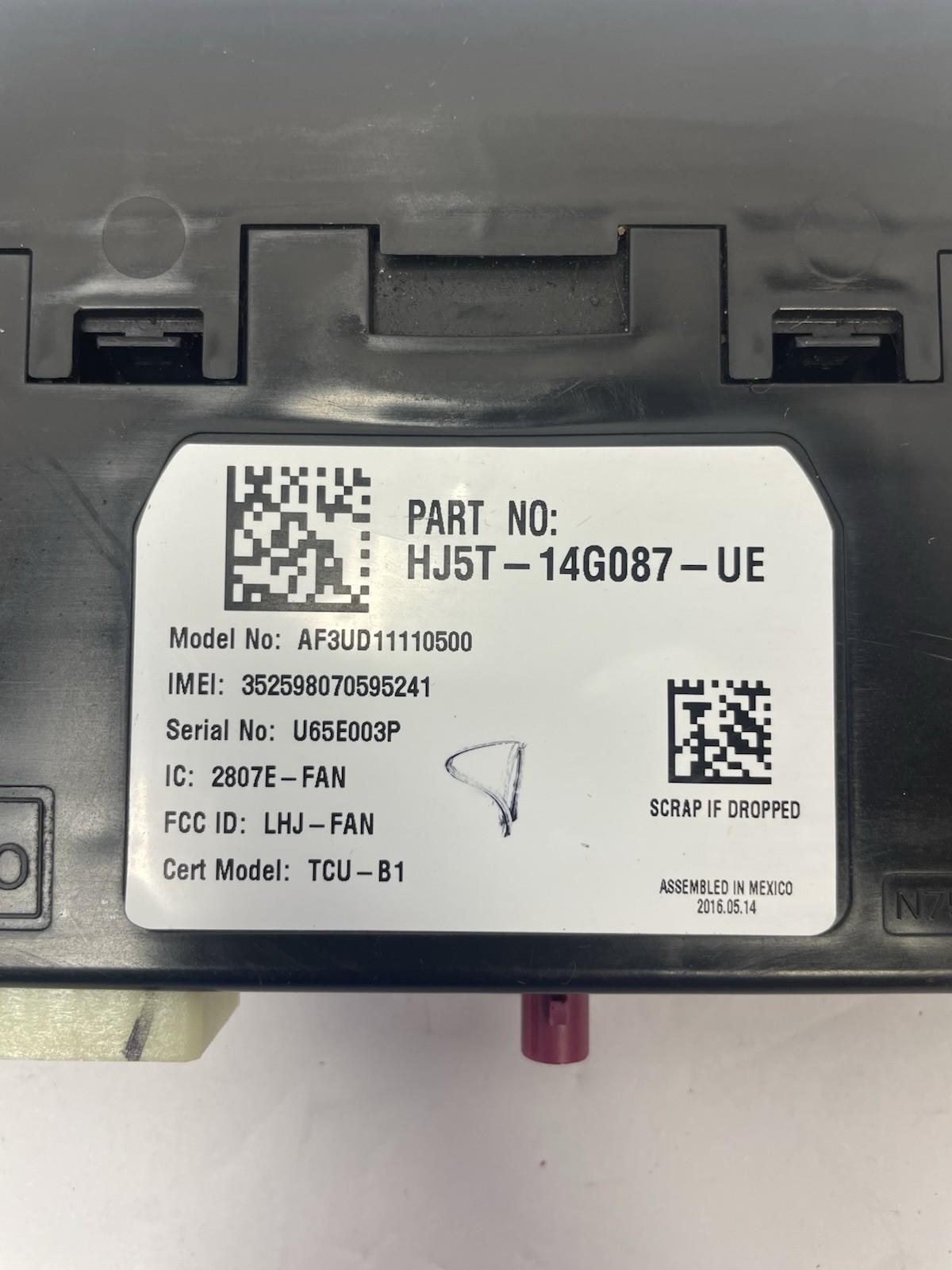 2017 Ford Escape Telematics Communication Control Module HJ5T14G087UE OEM
