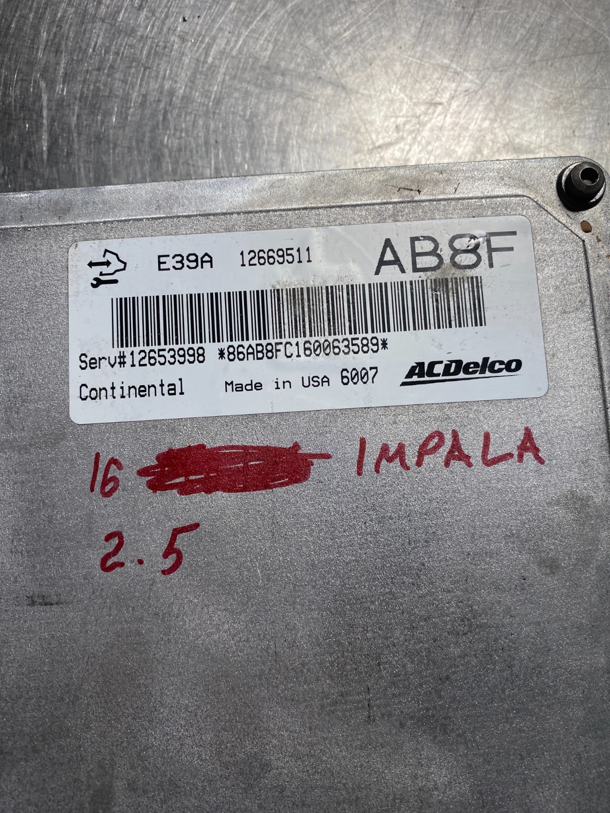 16 Impala 2.5 Engine Control Module Computer Ecu Ecm- 12669511