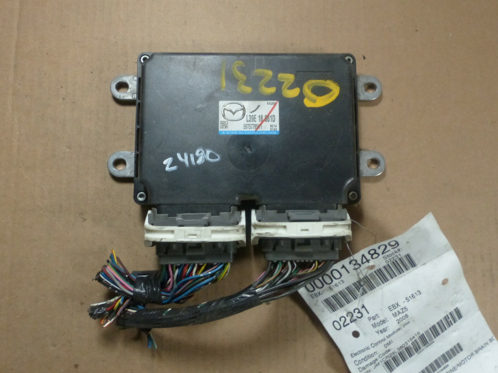08-10 MAZDA 5 AUTO W/CONNECTOR ECU ECM COMPUTER L39E 18 881D
