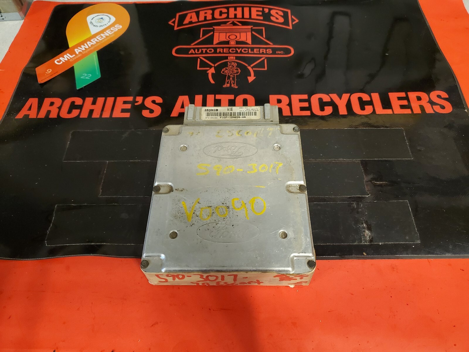 F1CF-12A650-HA 91 ESCORT ENGINE ECM 4-116 1.9L SOHC MT FED 2247