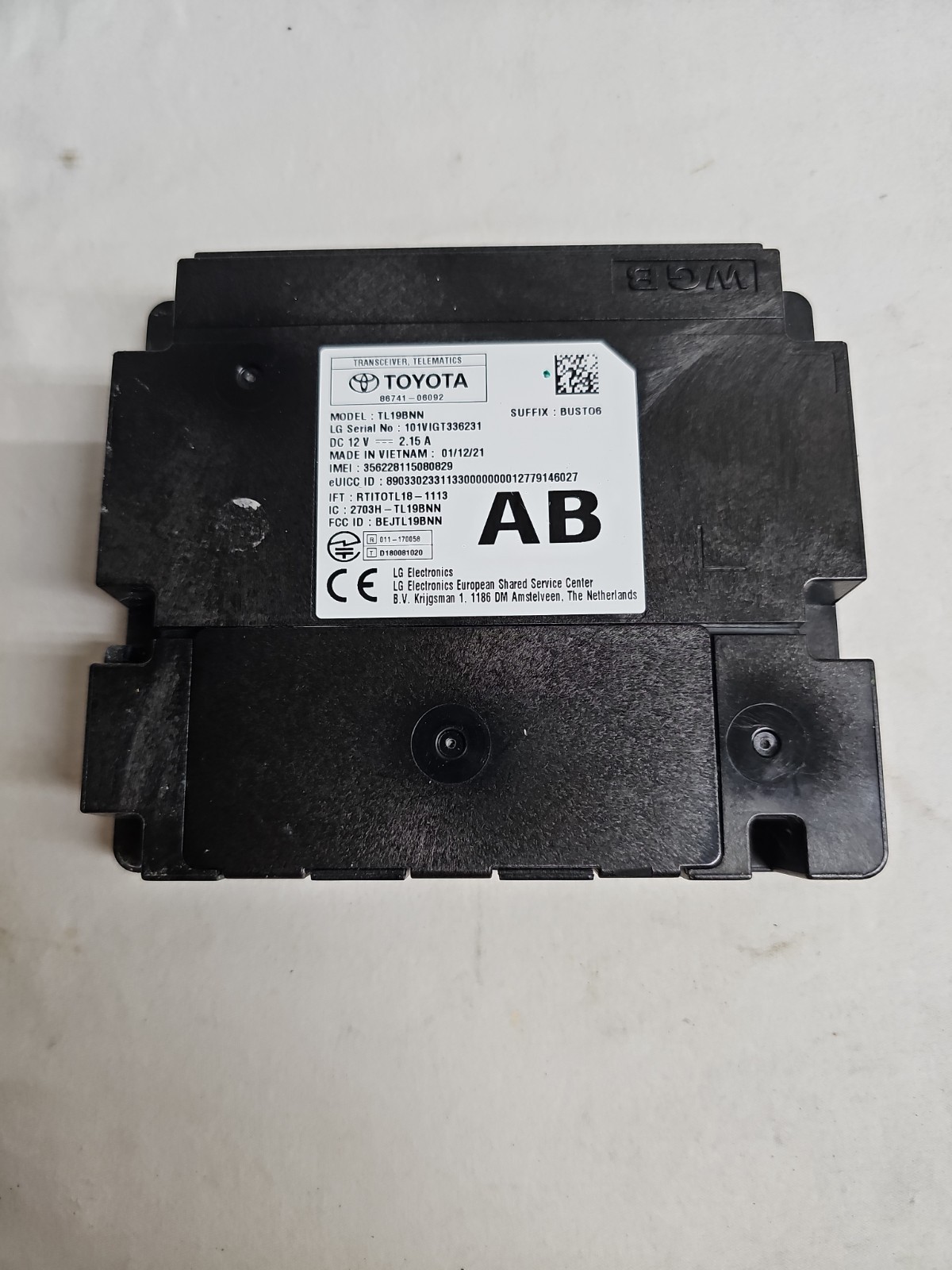 2021 2022 2023 TOYOTA SIENNA TELEMATICS COMMUNICATION TRANCEIEVER CONTROL MODULE