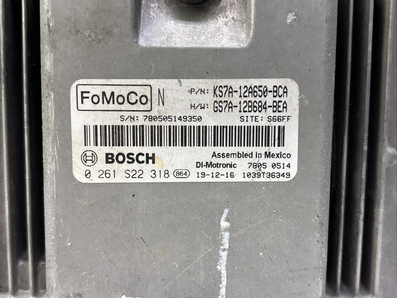 17-20 Ford Fusion Engine Computer Module ECU ECM PCM Brain Box KS7A-12A650-BCA