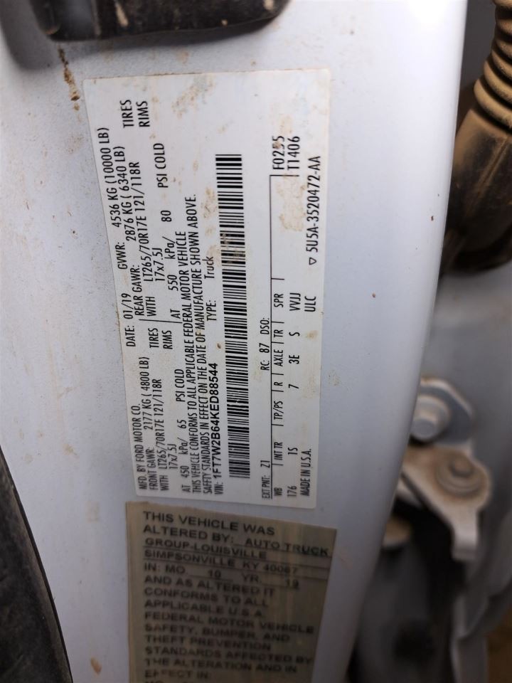 2019 F250sd Engine Computer/Module Ecu/Ecm/Pcm Sku#4359737