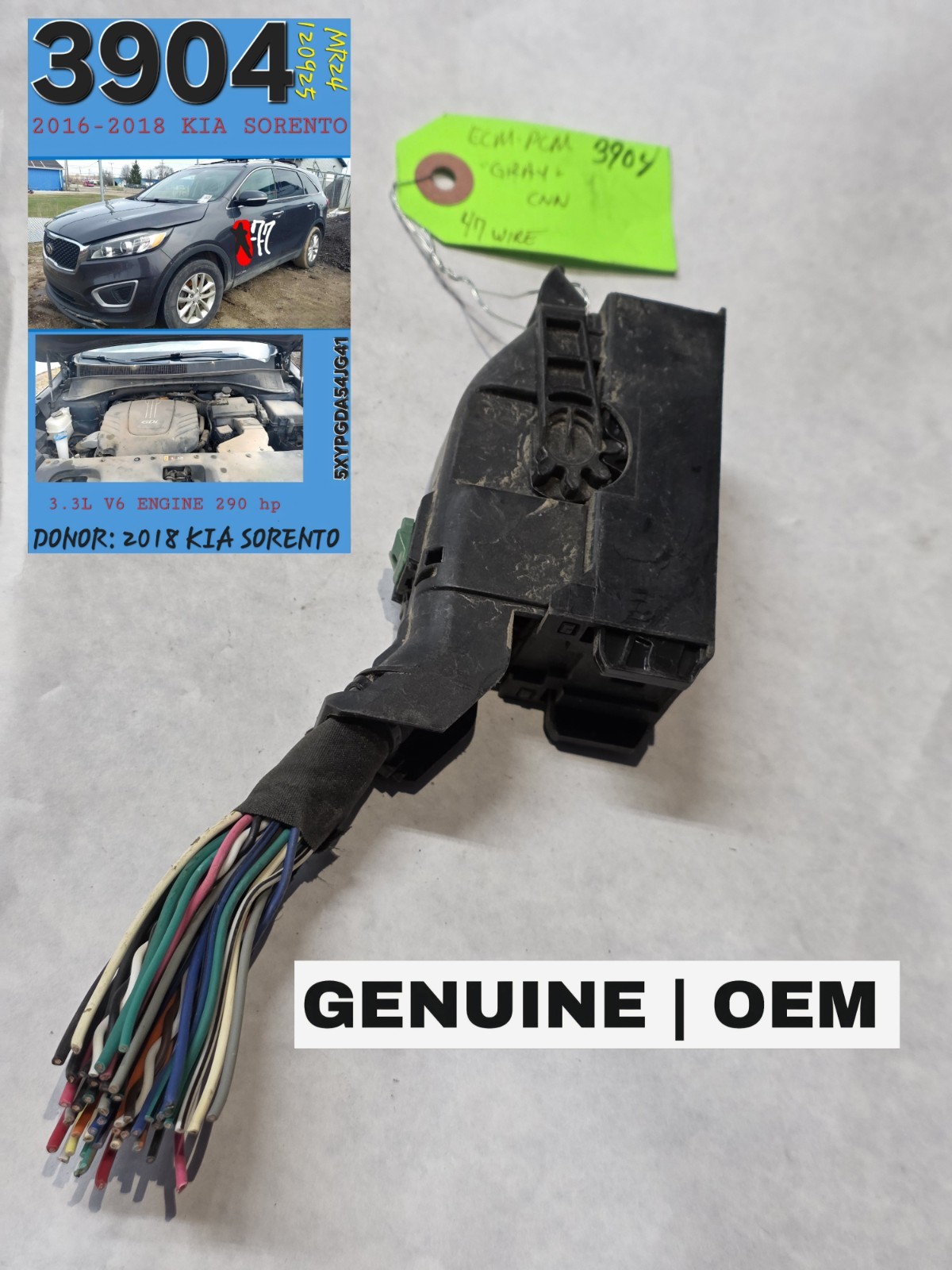 ♦️2016-2018 KIA SORENTO ECM PCM Engine Computer Gray Grey Connector Pigtail Plug