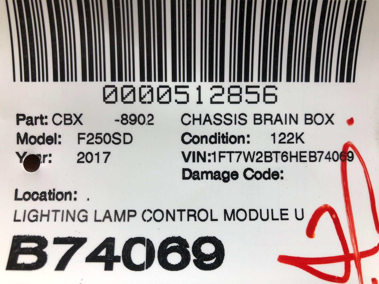2017 FORD F250 SD OEM LIGHTING LAMP CONTROL MODULE UNIT HC3T-13B525-BA
