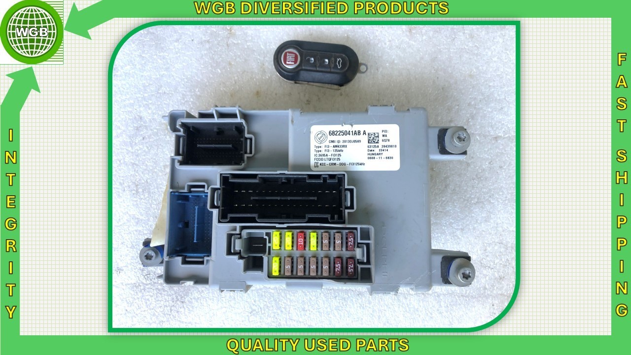 2015 FIAT 500 BCM BODY CONTROL MODULE FUSE BOX & IGNITION KEY 68225041AB OEM