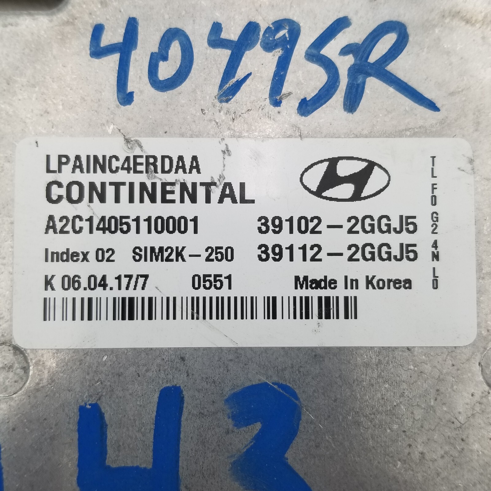 2018 2019 Hyundai Sonata Engine Computer Control Module ECU ECM EBX 391022GGJ5