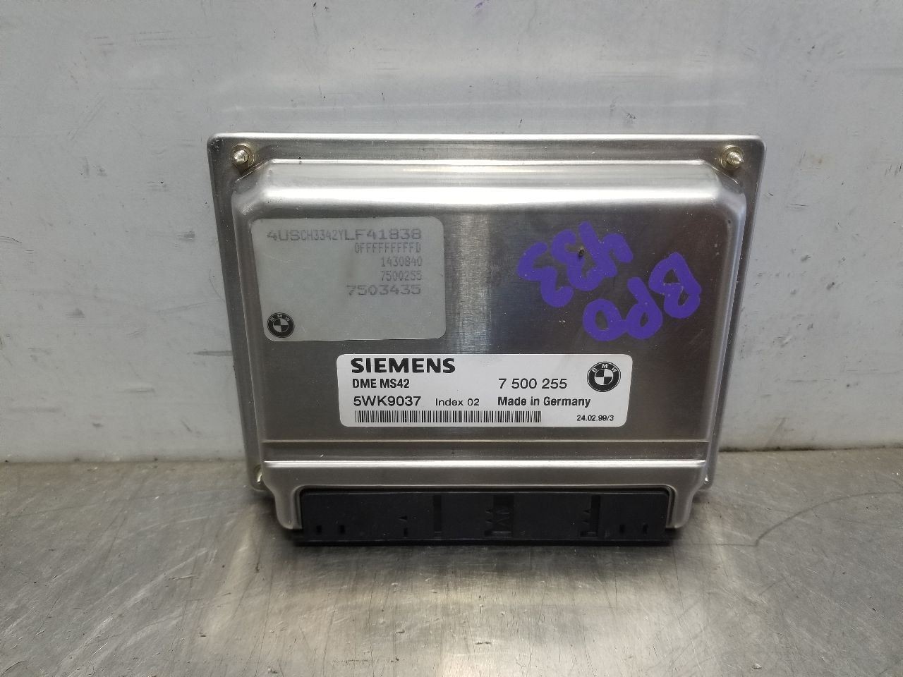 00 2000 BMW Z3 ROADSTER CONVERTIBLE 2.8L ECM ENGINE CONTROL MODULE MANUAL TRANS